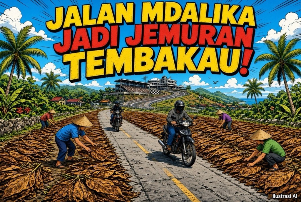 Jalanan KEK Mandalika Viral Akibat Digunakan Warga untuk Menjemur Tembakau Menjelang&nbsp;MotoGP