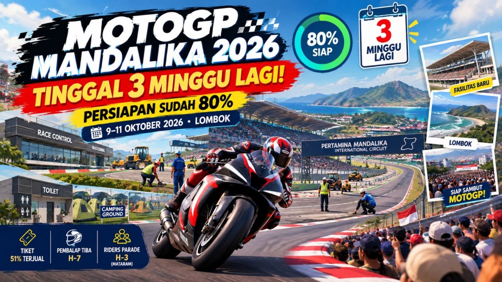 TINGGAL 3 MINGGU LAGI! Persiapan MotoGP Mandalika 2026 Sudah 80 Persen, Ada Fasilitas&nbsp;Baru!