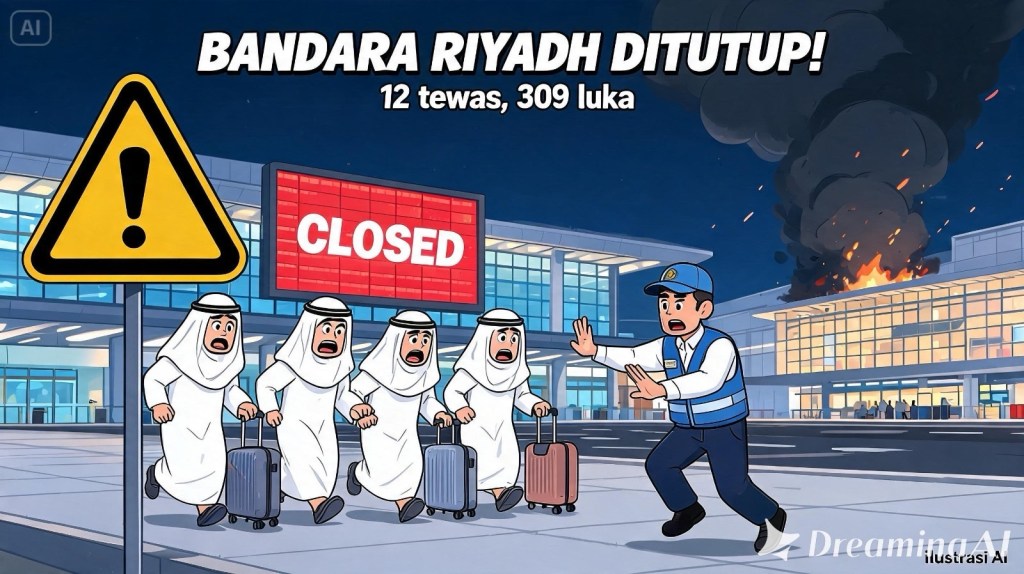 Bandara Riyadh Ditutup Sampai 15 Oktober! 12 Tewas, 309 Luka, Jemaah Umrah Ikut Jadi&nbsp;Korban